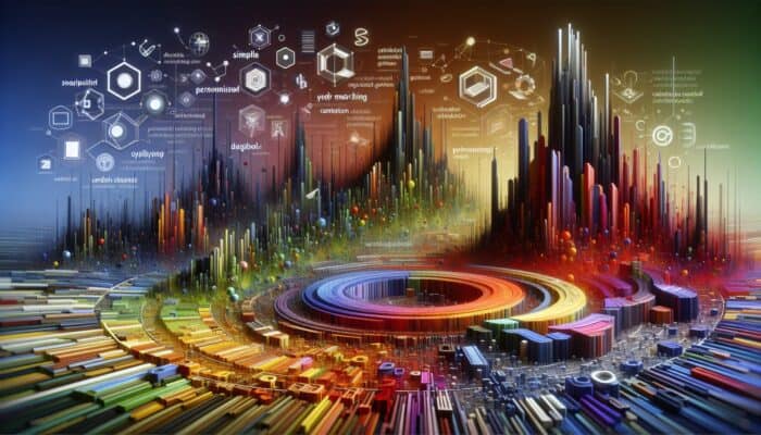 Top Predictions for SEO Evolution: A dynamic digital landscape illustrating the evolution of search engine algorithms from keyword matching to personalized context analysis, impacting SEO strategies.