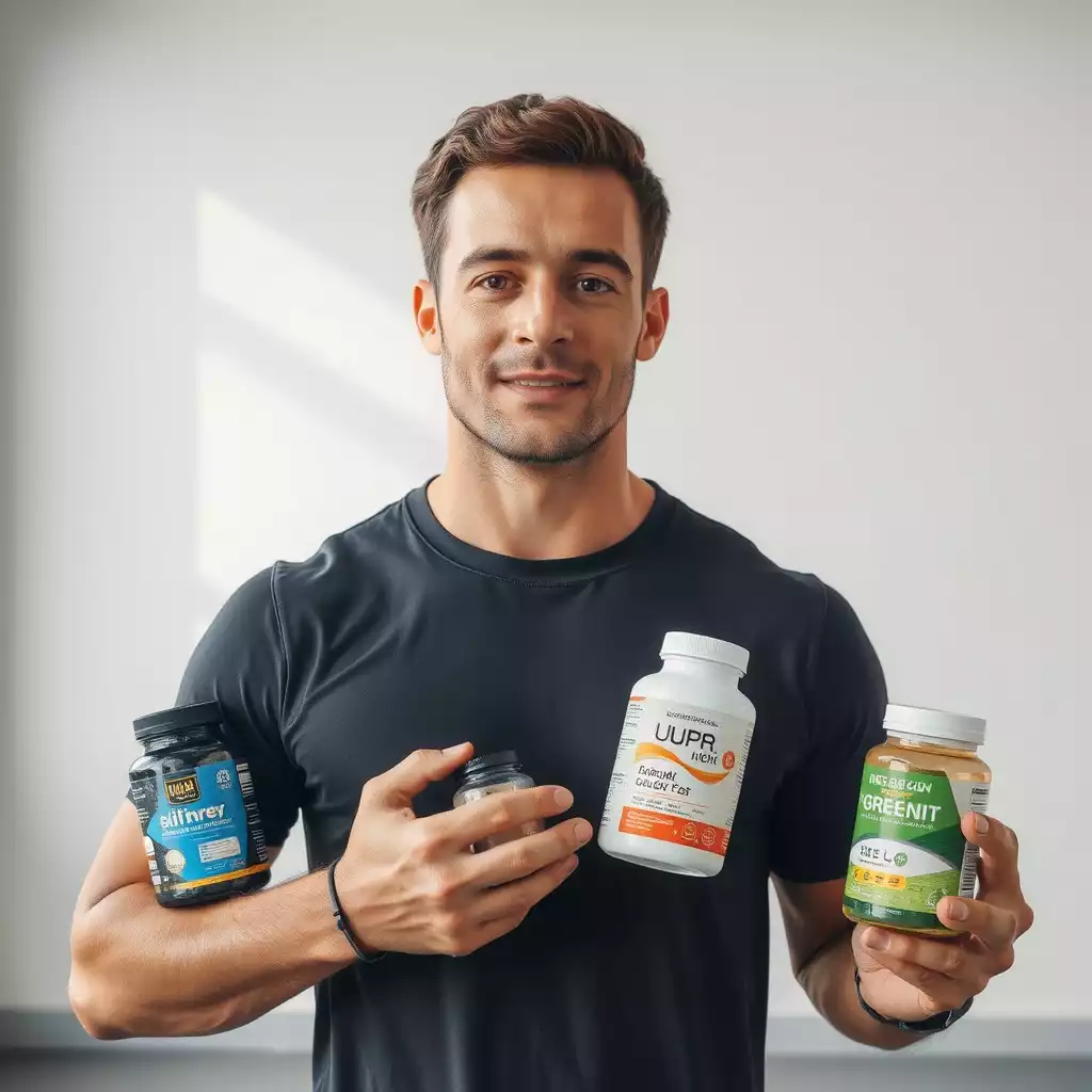 User with sports supplements