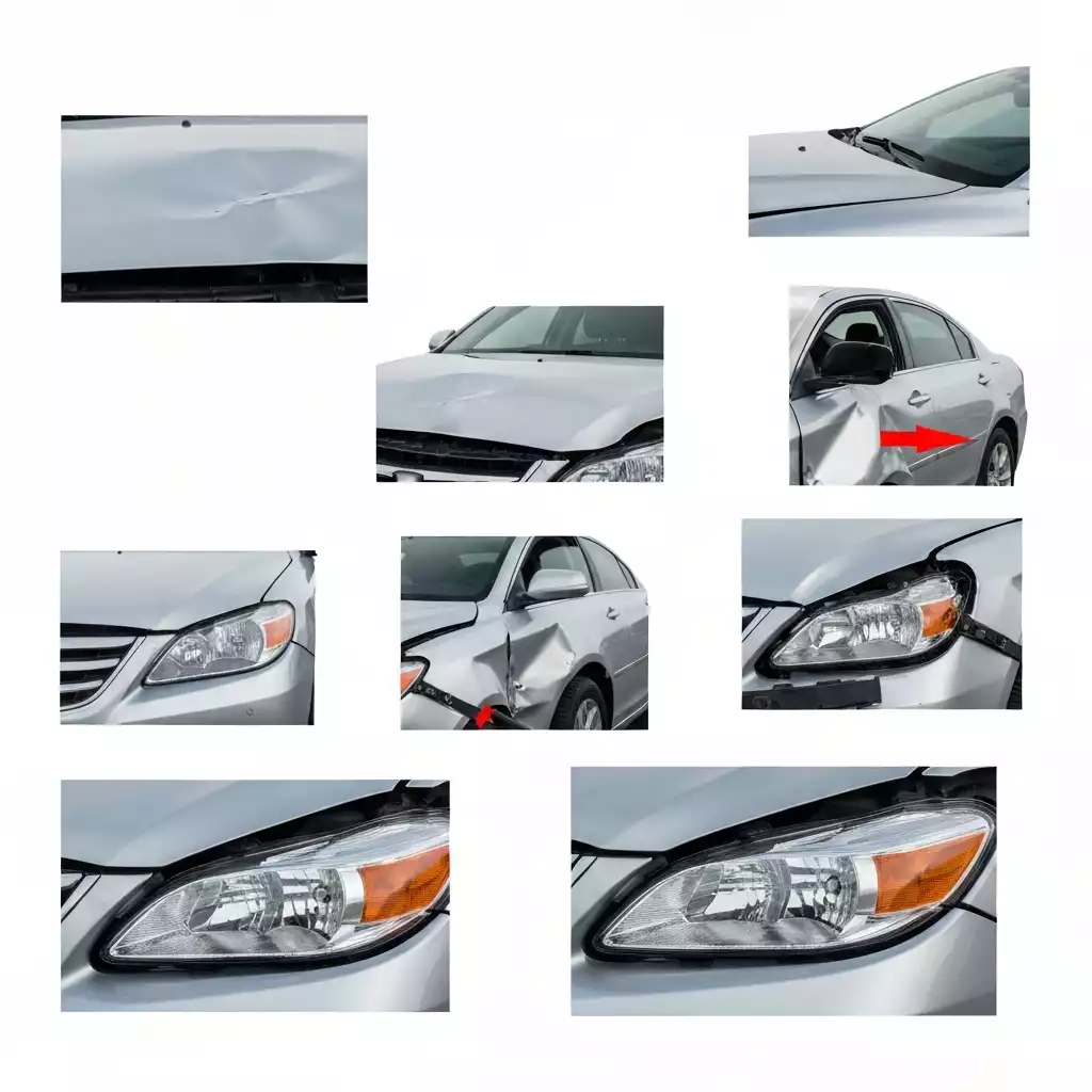 Car crash damage repair process illustrated